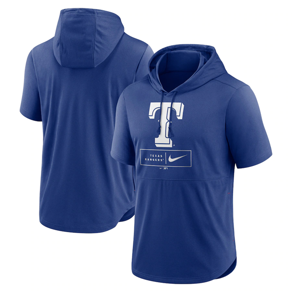 Men's Texas Rangers Blue Short Sleeve Pullover Hoodie